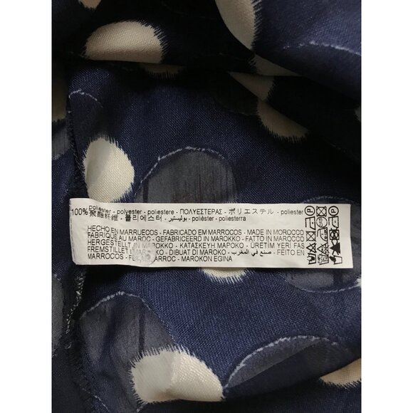 Zara Navy Polka Dot Ruffle Sleeve Top Size X-Small - Picture 9 of 11